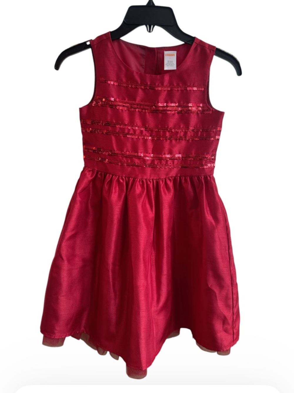 GYMBOREE VERY MERRY RED DRESS w. STRIPE GLITTER BODICE HOLIDAY DRESS size 7